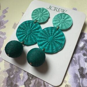 Triple-drop raffia earrings